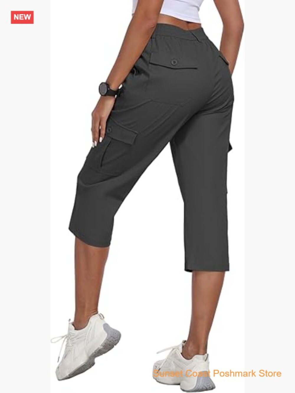 Cargo Capris Pants 6 Pockets Lightweight Cotton Blend Casual Hiking Travel